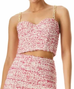 Alice + Olivia Cristi Chain-Strap Tweed Crop Top -Alice + Olivia Sales unnamed file 807