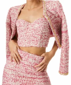 Alice + Olivia Cristi Chain-Strap Tweed Crop Top -Alice + Olivia Sales unnamed file 811