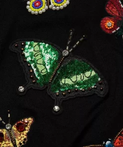 Alice + Olivia Ciara Butterfly Embroidery Stretch-Wool Pullover -Alice + Olivia Sales unnamed file 849