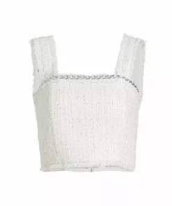 Alice + Olivia Coralie Frayed Crop Top