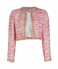 Alice + Olivia Kidman Chain-Trim Cropped Jacket