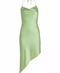 Alice + Olivia Harmony Asymmetric Satin Slip Dress