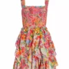 Alice + Olivia Jocelyn Smocked Ruffle Minidress