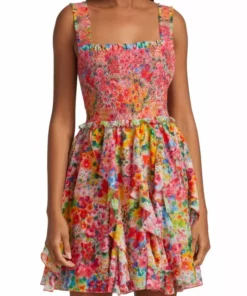 Alice + Olivia Jocelyn Smocked Ruffle Minidress -Alice + Olivia Sales unnamed file 970