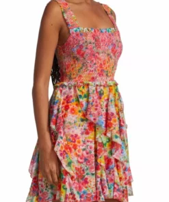 Alice + Olivia Jocelyn Smocked Ruffle Minidress -Alice + Olivia Sales unnamed file 971