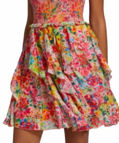 Alice + Olivia Jocelyn Smocked Ruffle Minidress -Alice + Olivia Sales unnamed file 973