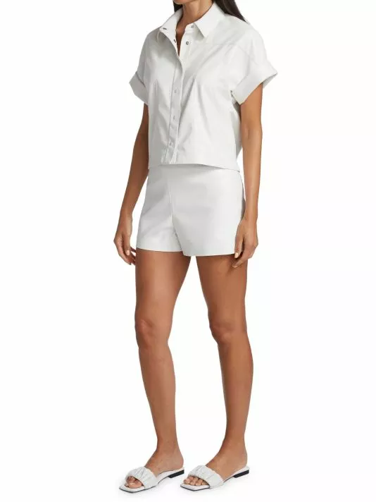 Alice + Olivia Donald Vegan Leather Shorts Off White 2 Alice + Olivia Donald Vegan Leather Shorts Off White - Image 2