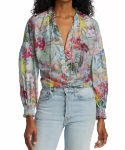 Alice + Olivia Julius Printed Button-Front Blouse -Alice + Olivia Sales unnamed file 994