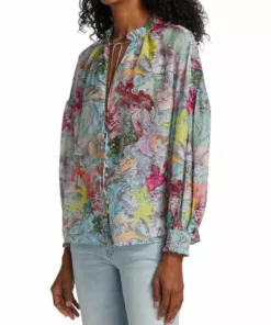Alice + Olivia Julius Printed Button-Front Blouse -Alice + Olivia Sales unnamed file 995