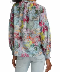 Alice + Olivia Julius Printed Button-Front Blouse -Alice + Olivia Sales unnamed file 996