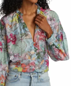 Alice + Olivia Julius Printed Button-Front Blouse -Alice + Olivia Sales unnamed file 997